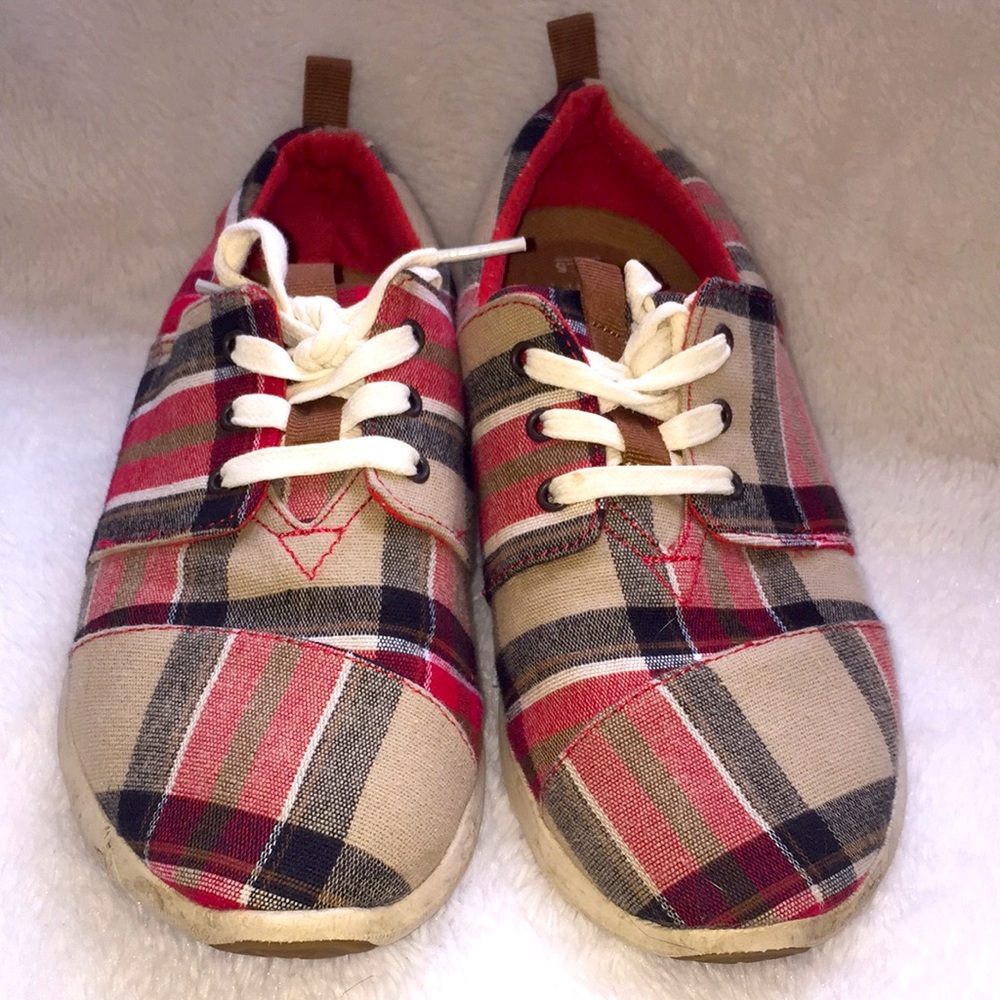 Toms Lace-Up Plaid Shoes